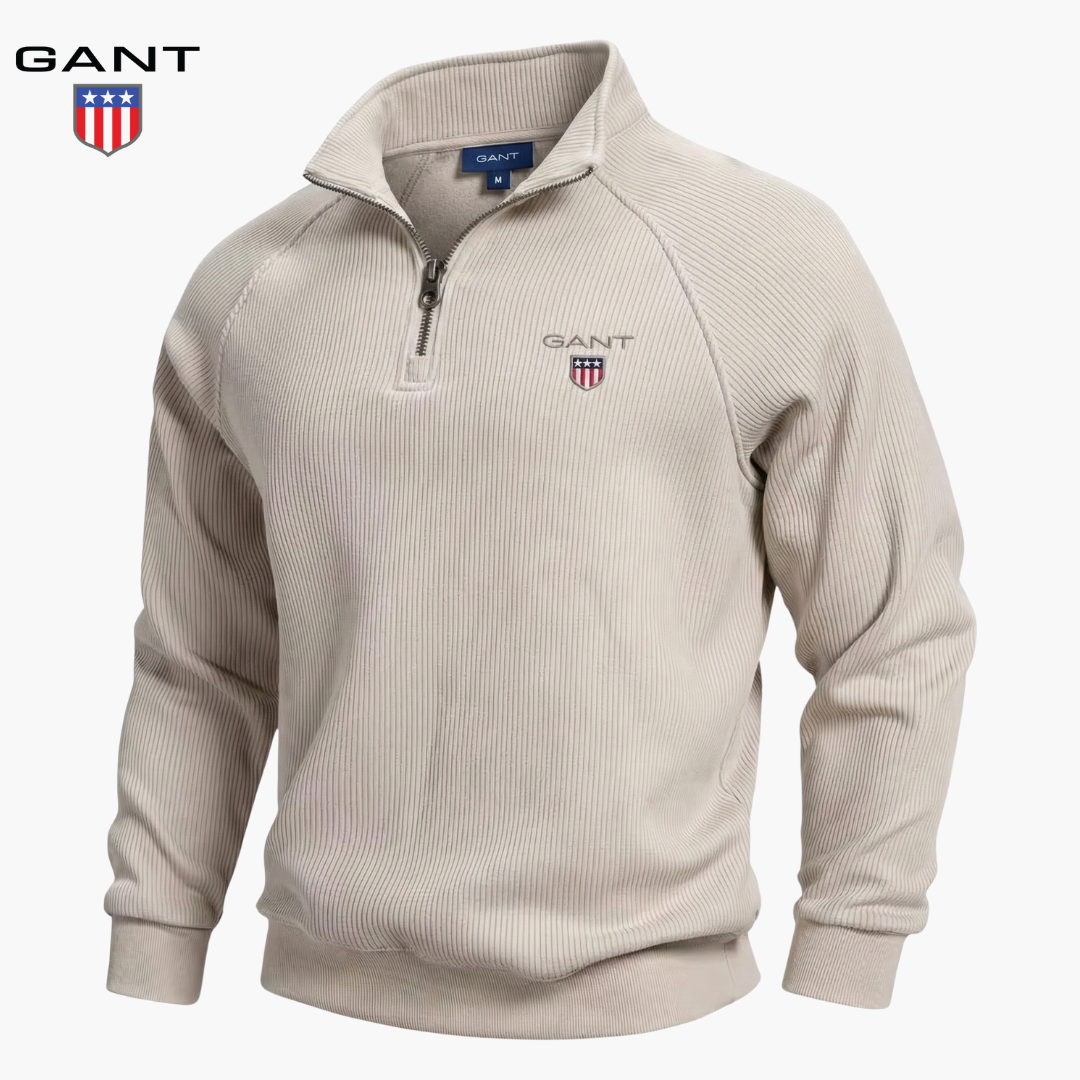 GANT™ Fleece-Lined Ribbed Half-Zip Sweater
