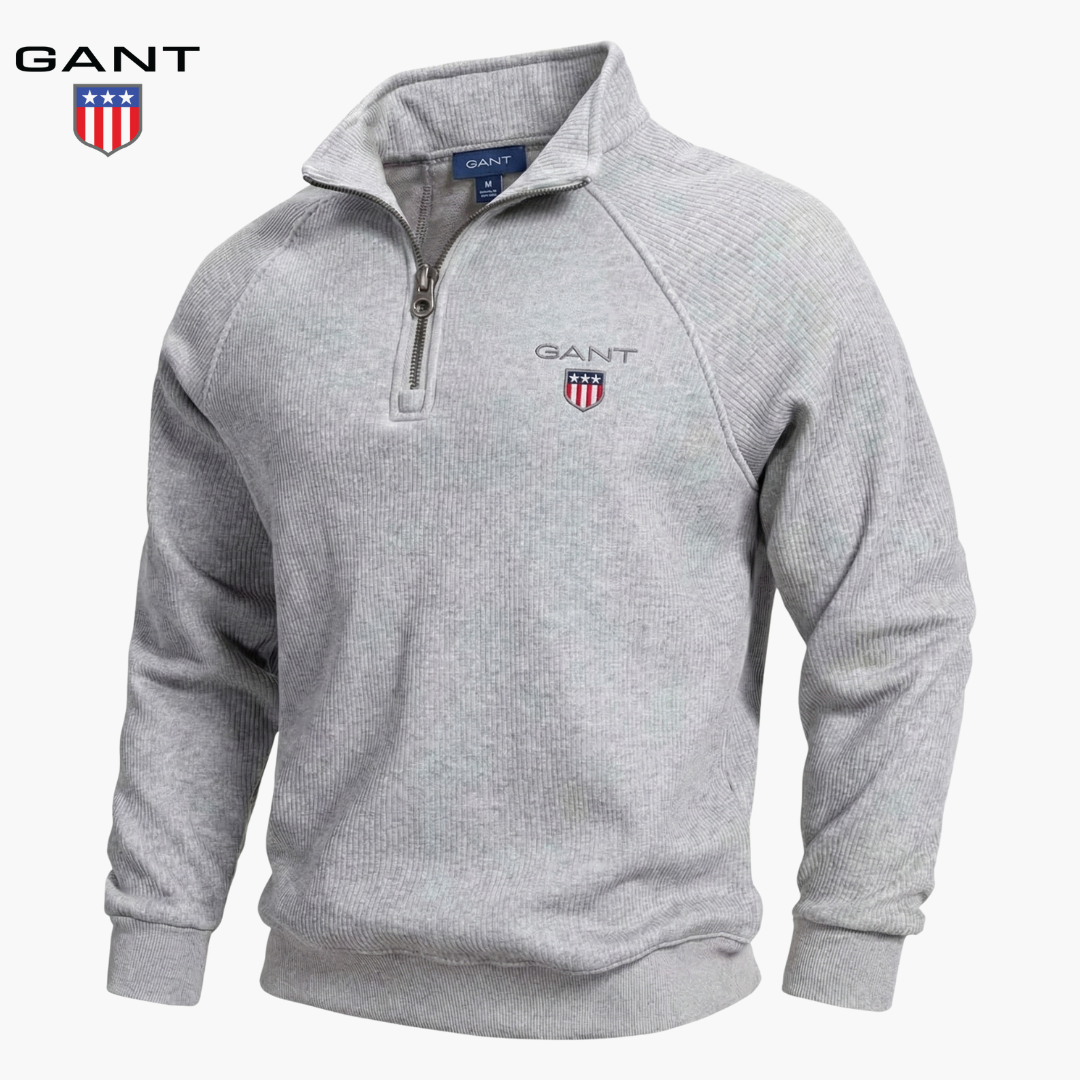 GANT™ Fleece-Lined Ribbed Half-Zip Sweater