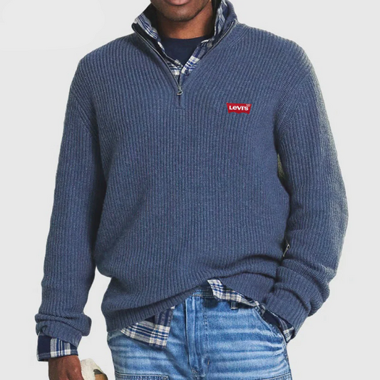Men’s Ribbed Knit Zip-Up Sweater